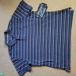 Eddie Bauer XL Polo Short Sleeve Striped Gray
